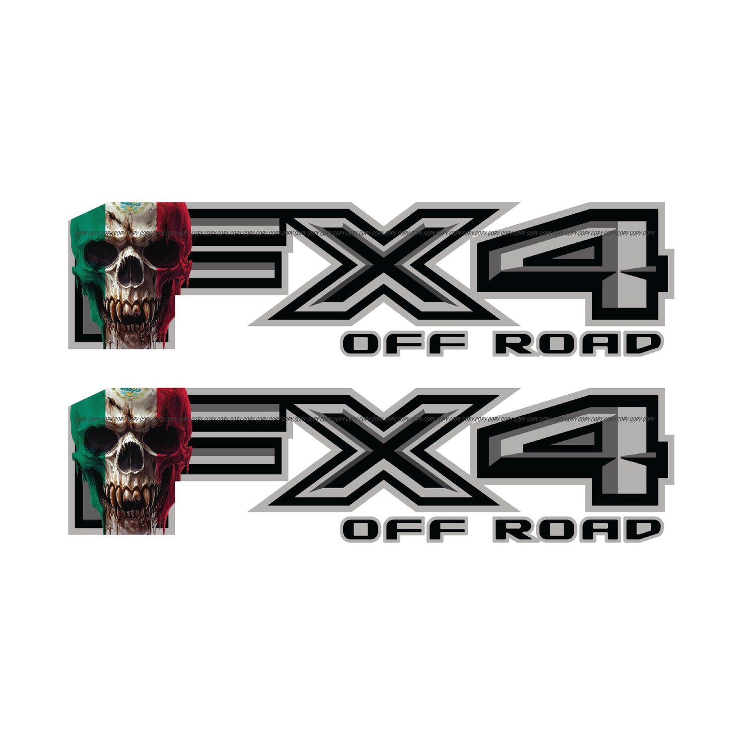 FX4 Off Road Decal Replacement Sticker / Skull Mexican Flag