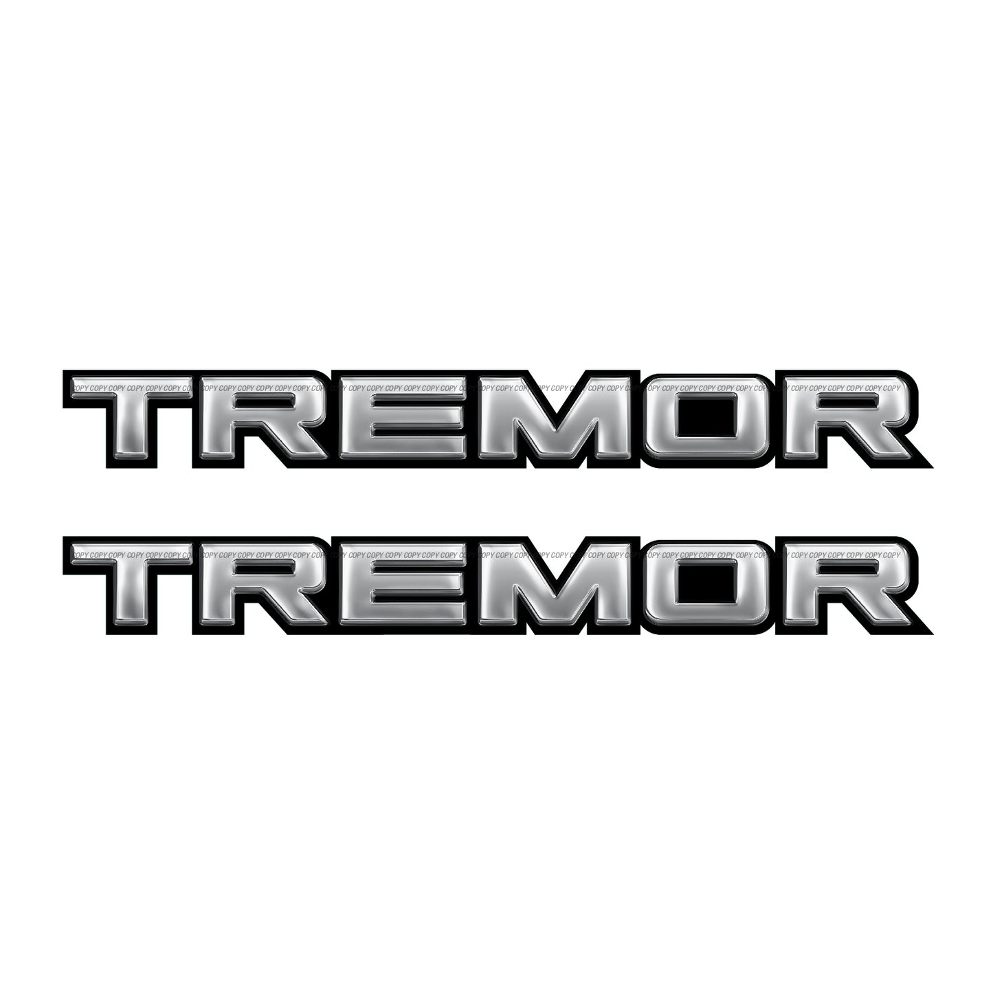 Tremor Metal Decals Truck Bed Side Stickers Ford F150 F250 / Silver