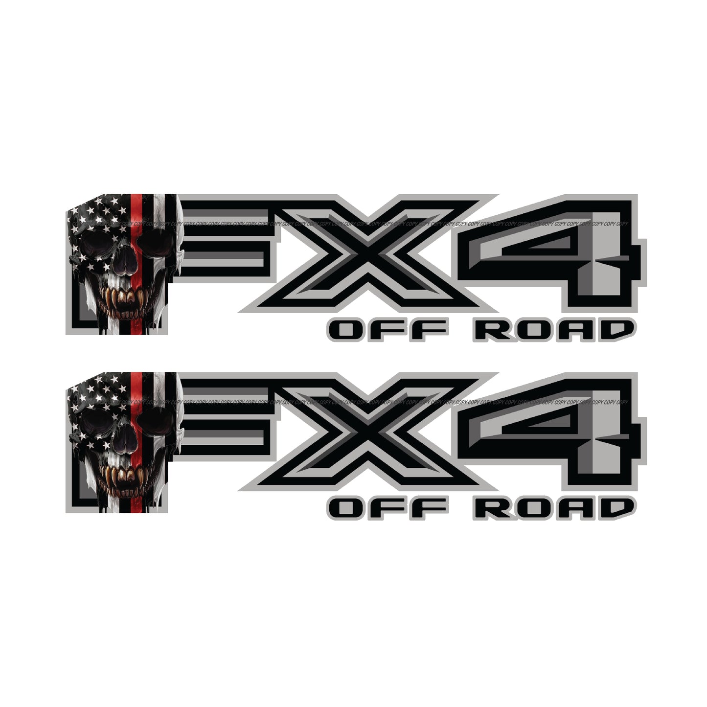 FX4 Off Road Decal Replacement Sticker / Skull Red Line