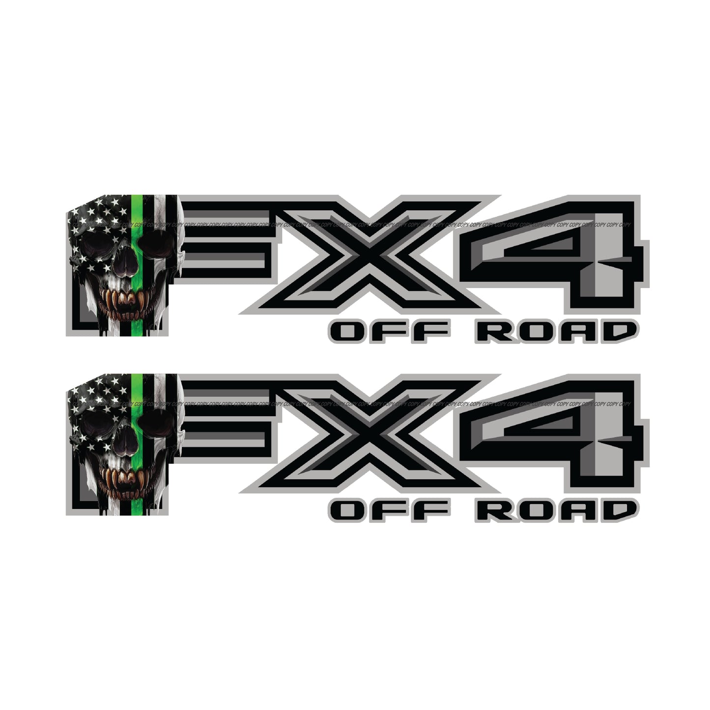 FX4 Off Road Decal Replacement Sticker / Skull Green Line