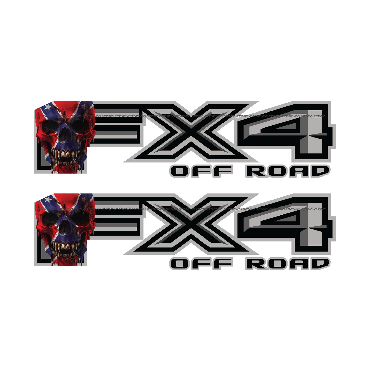 FX4 Off Road Decal Replacement Sticker / Skull Confederate Flag