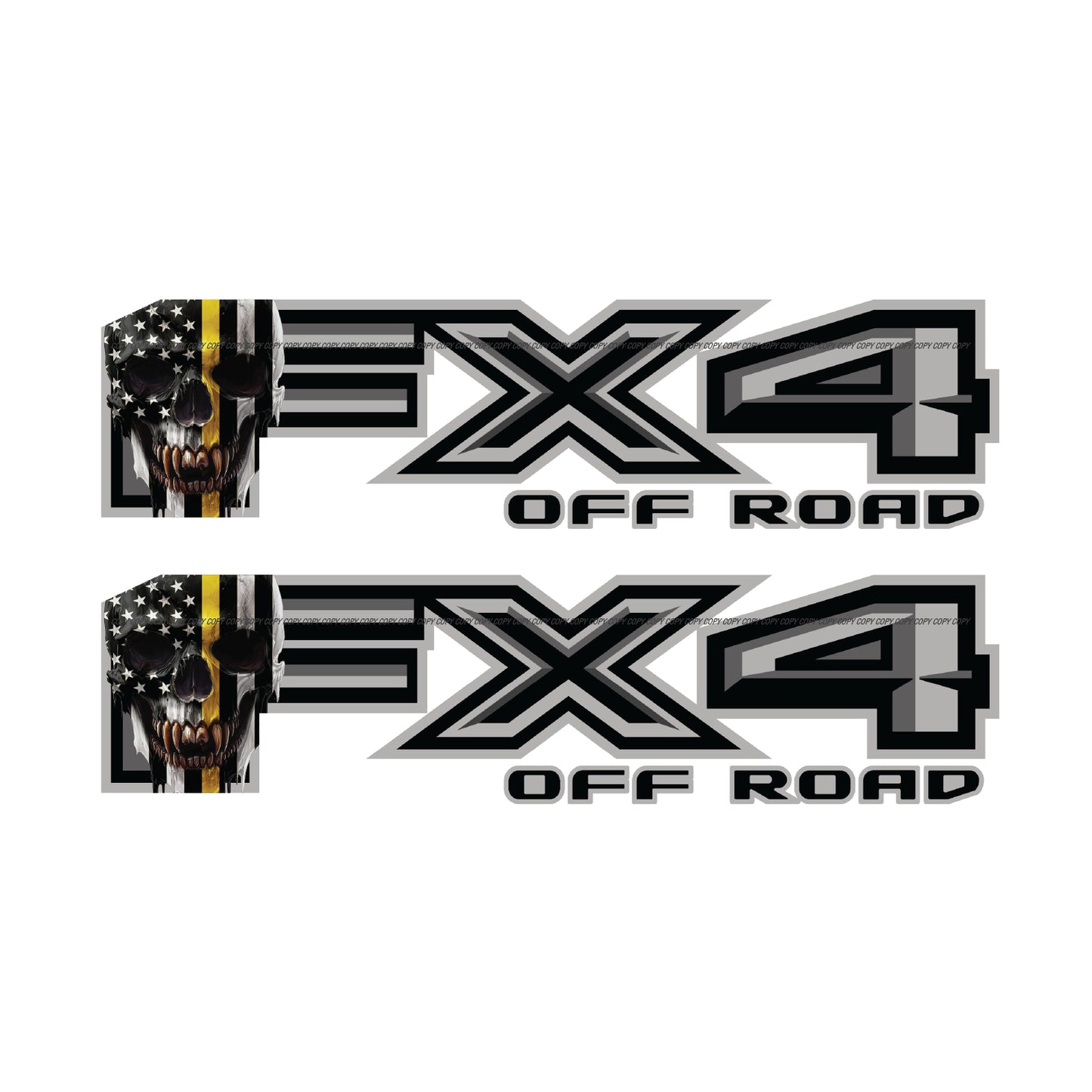 FX4 Off Road Decal Replacement Sticker / Skull Yellow Line