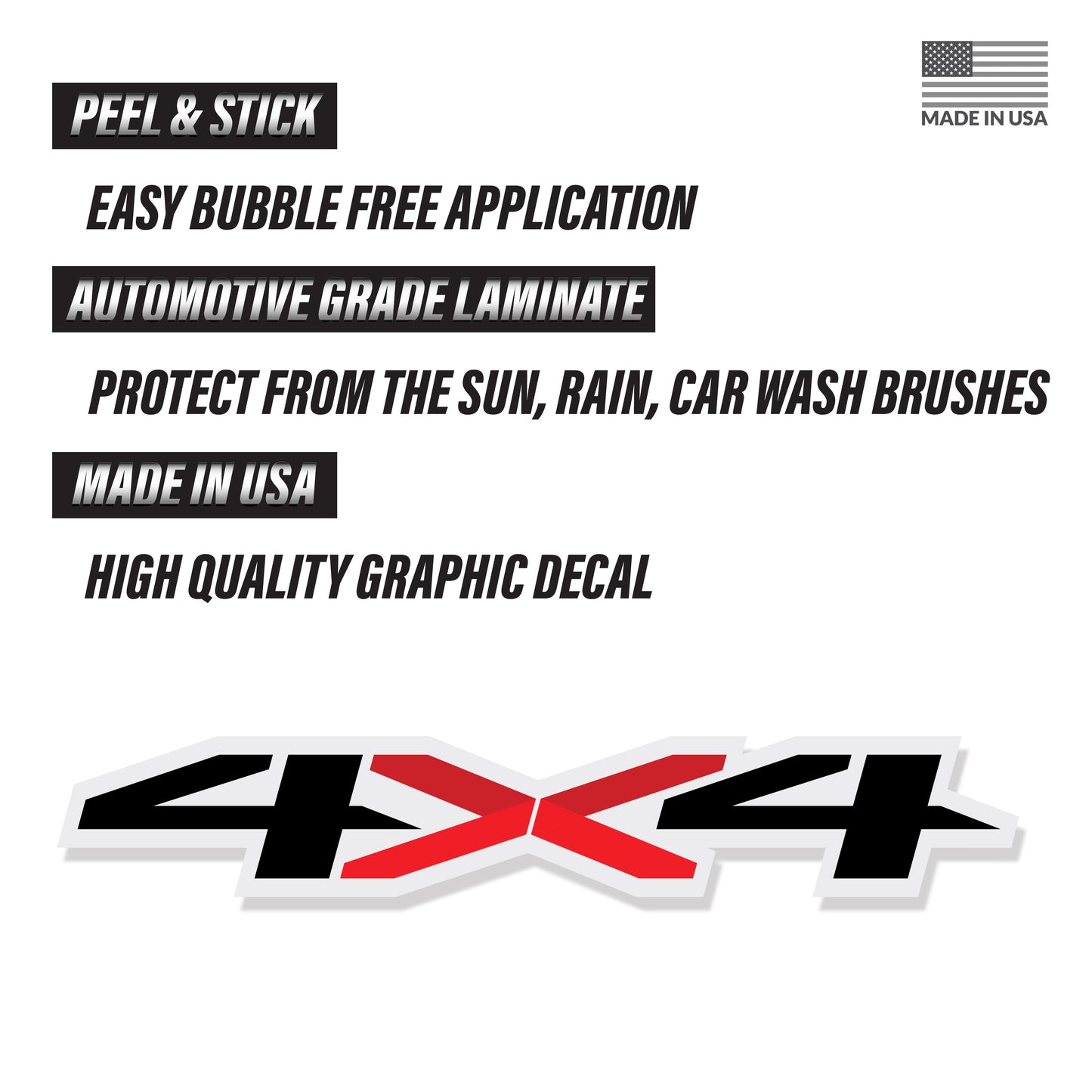 4x4 Off Road Black Decal Replacement Sticker | Bedside Off Road Emblem for 4x4 Truck GMC Sierra Chevy Silverado Suburban 2019 2020 - TiresFX
