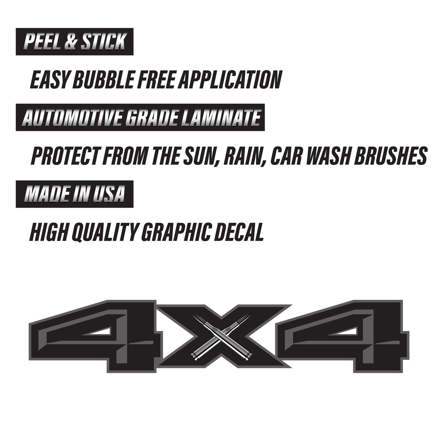 4X4 Decals Black Bullet Bedside Truck Stickers (2015, 2016, 2017, 2018) - TiresFX