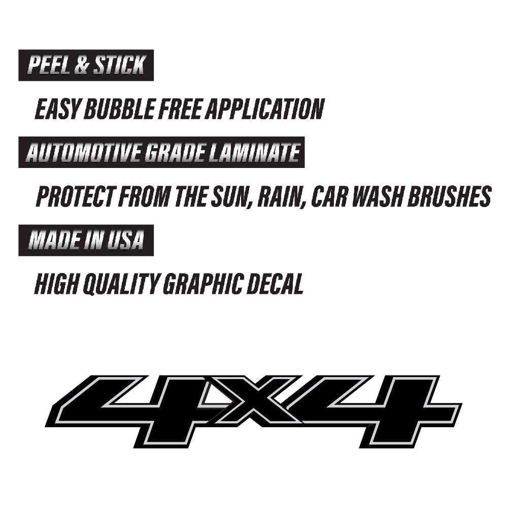 GMC Sierra 4x4 Truck Black Blackout Decals Bedside Replacement Stickers - TiresFX