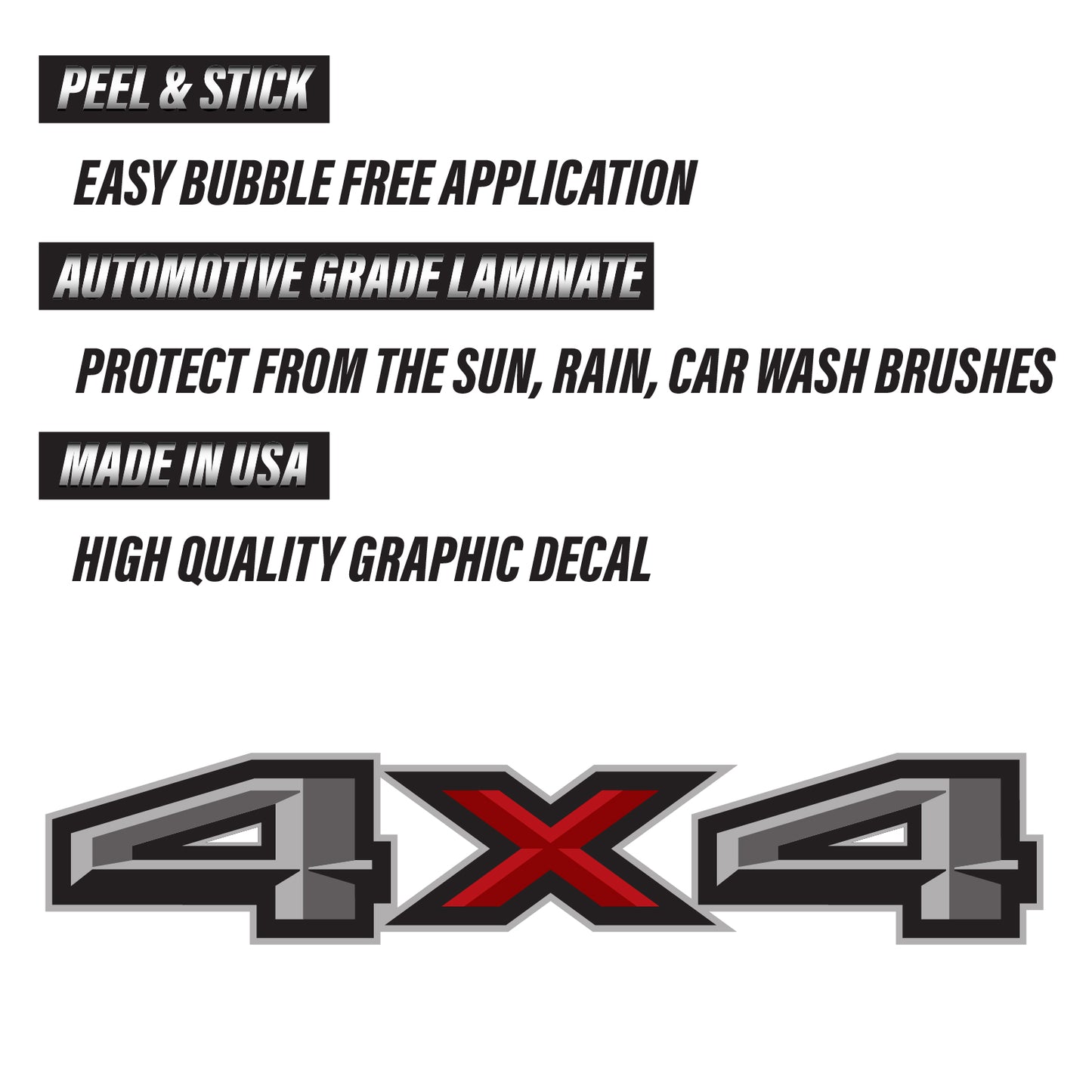 4X4 Decals Bedside Truck Stickers (2015, 2016, 2017, 2018) - TiresFX
