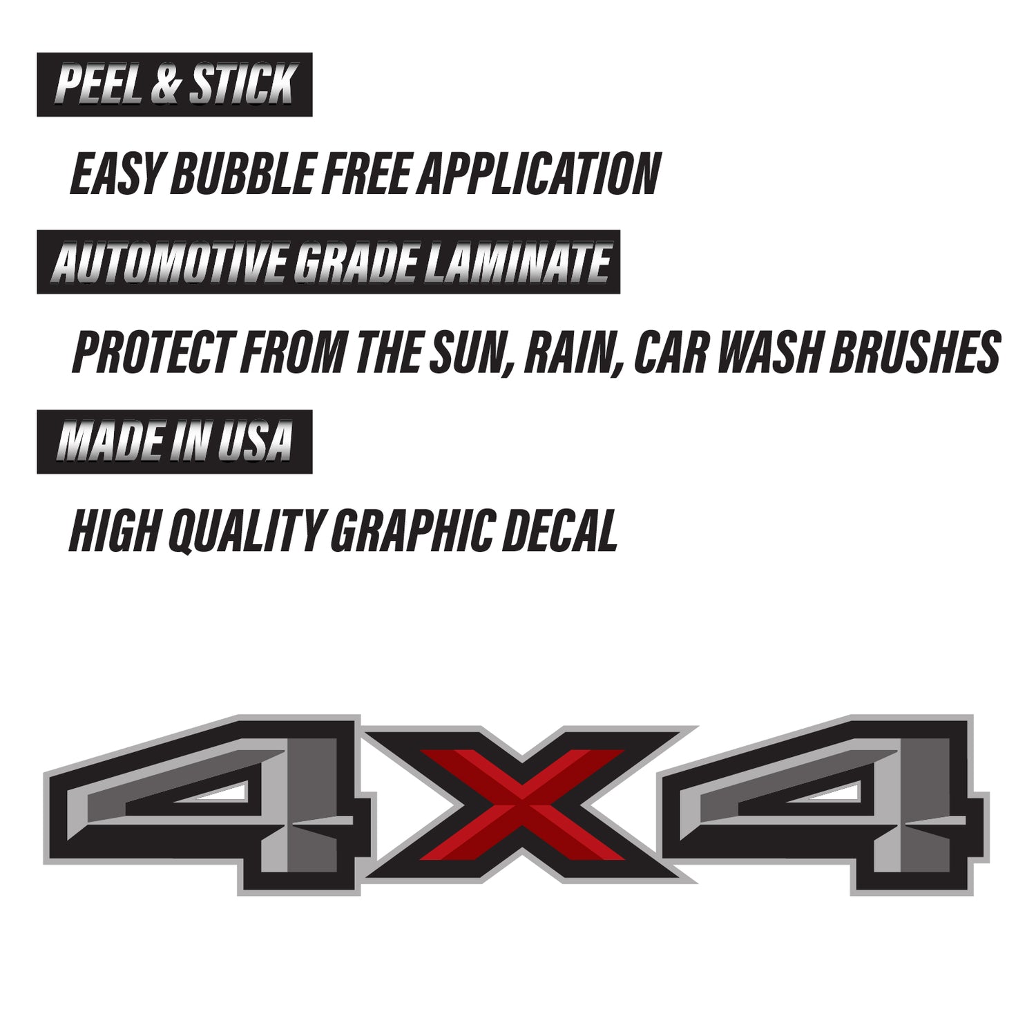 4X4 Decals Bedside Truck Stickers (2015, 2016, 2017, 2018) - TiresFX