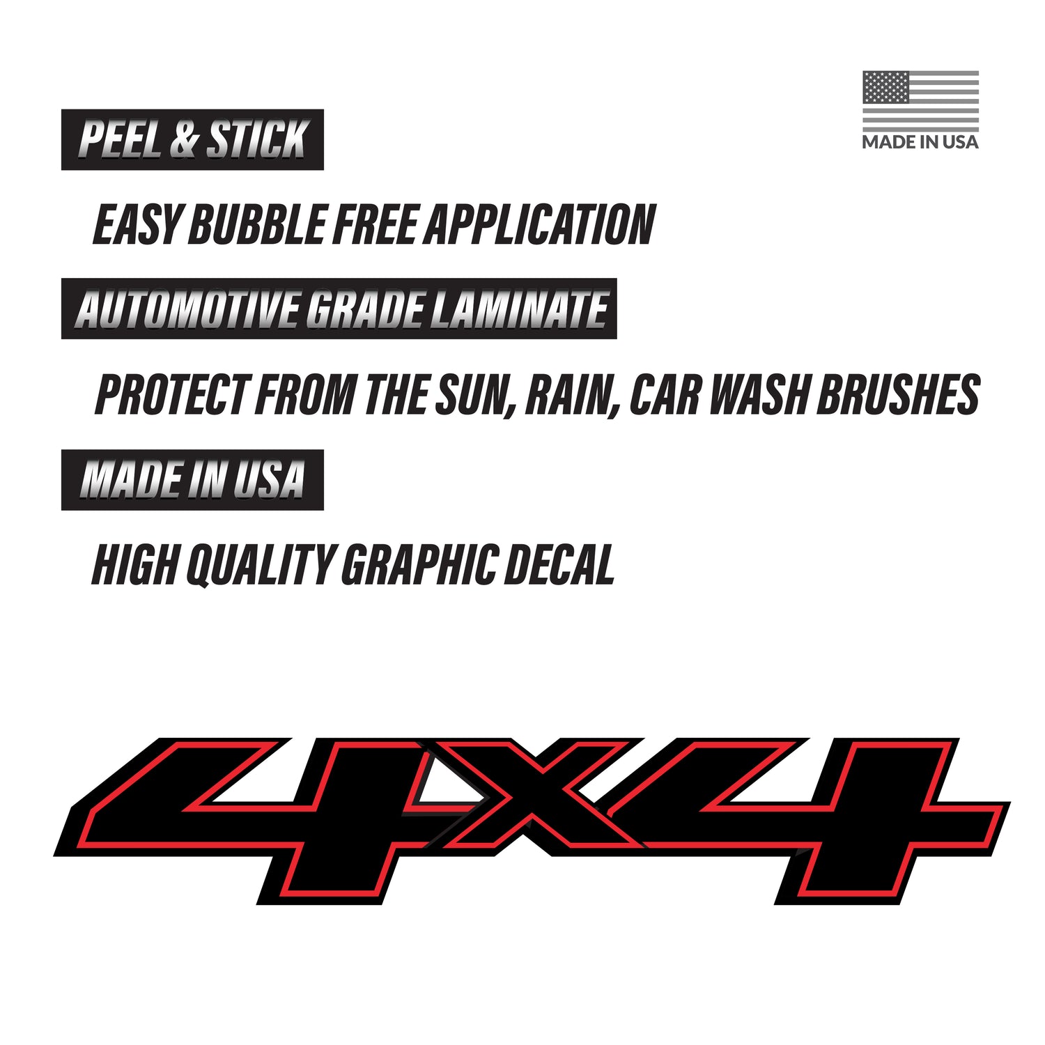 MC Sierra 4x4 Red Black Decals Bedside Replacement Stickers - TiresFX