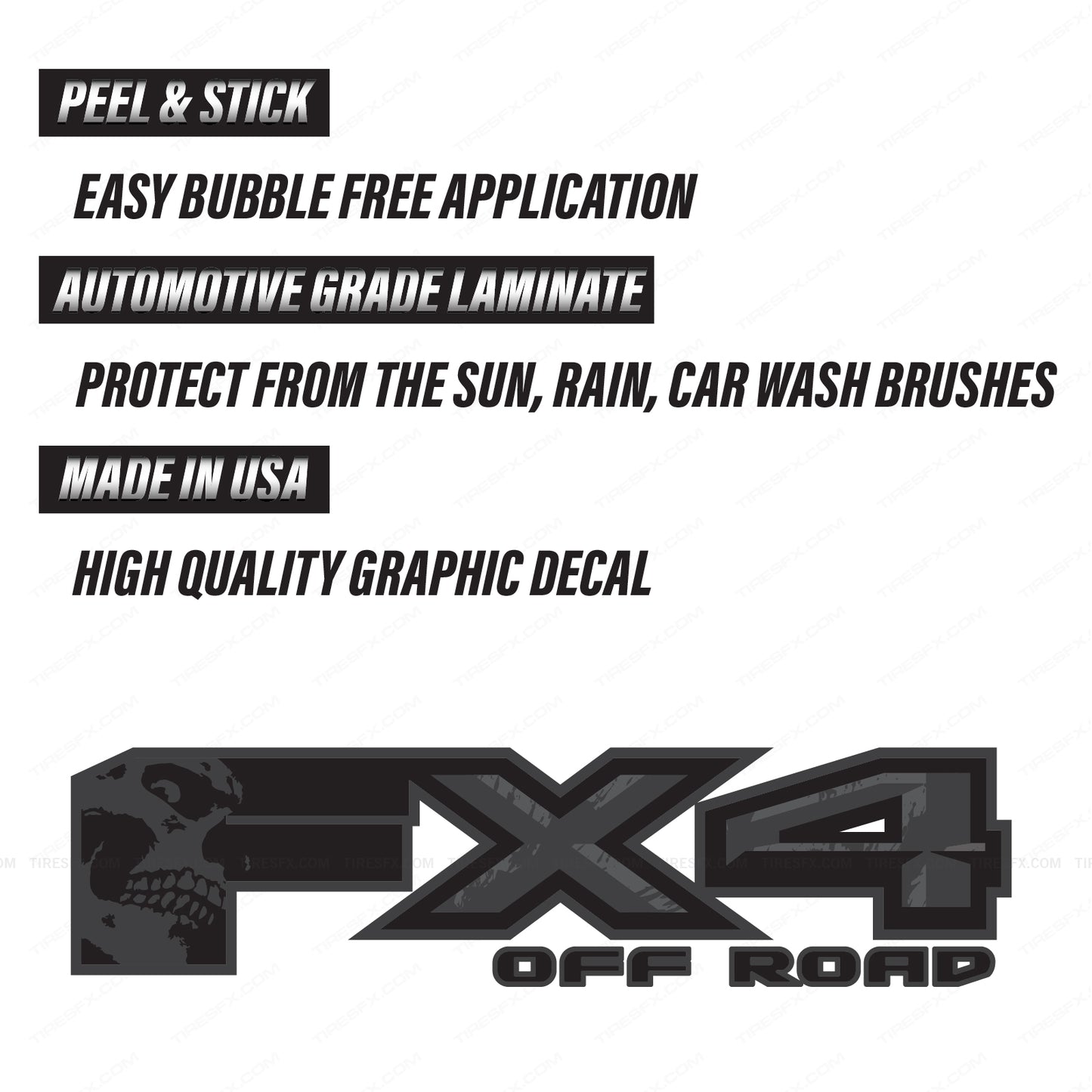 FX4 Off Road Skull Decal Replacement Sticker Ford F 150 Bedside Emblem for 4x4 Truck Super Duty