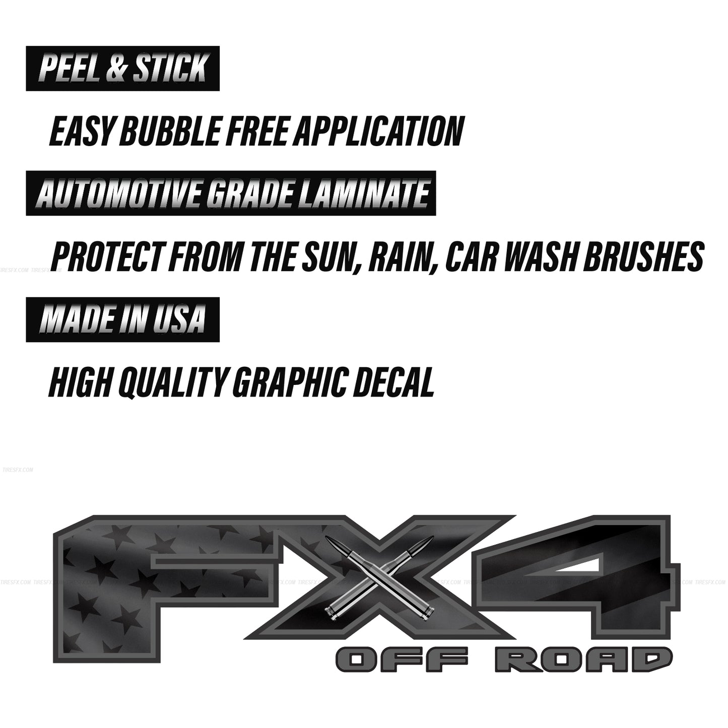FX4 Off Road Black Flag Decal Replacement Sticker Ford F 150 Bedside Emblem for 4x4 Truck Super Duty