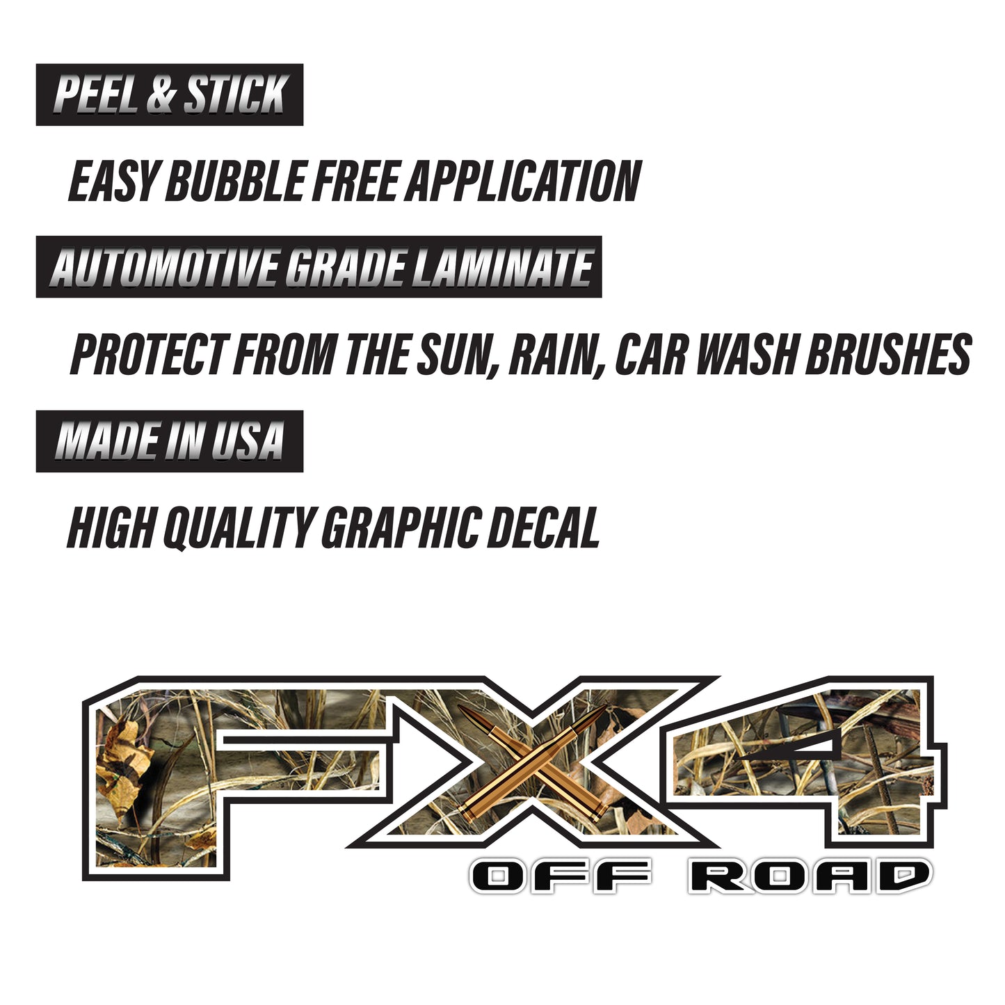 FX4 Off Road Camo Decal Replacement Sticker Ford F 150 Bedside Emblem for 4x4 Truck Super Duty