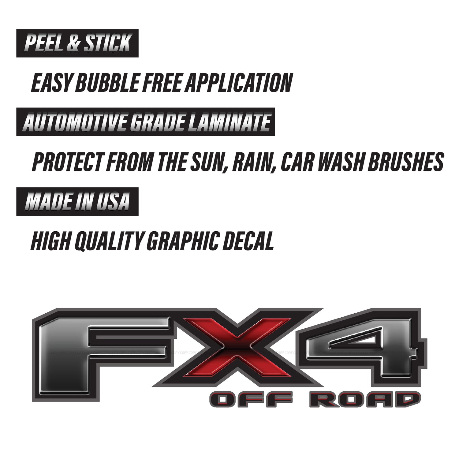 FX4 Off Road Decal Replacement Sticker Liquid Metal Ford F 150 Bedside Emblem for 4x4 Truck Super Duty F250 F350 F450 - TiresFX