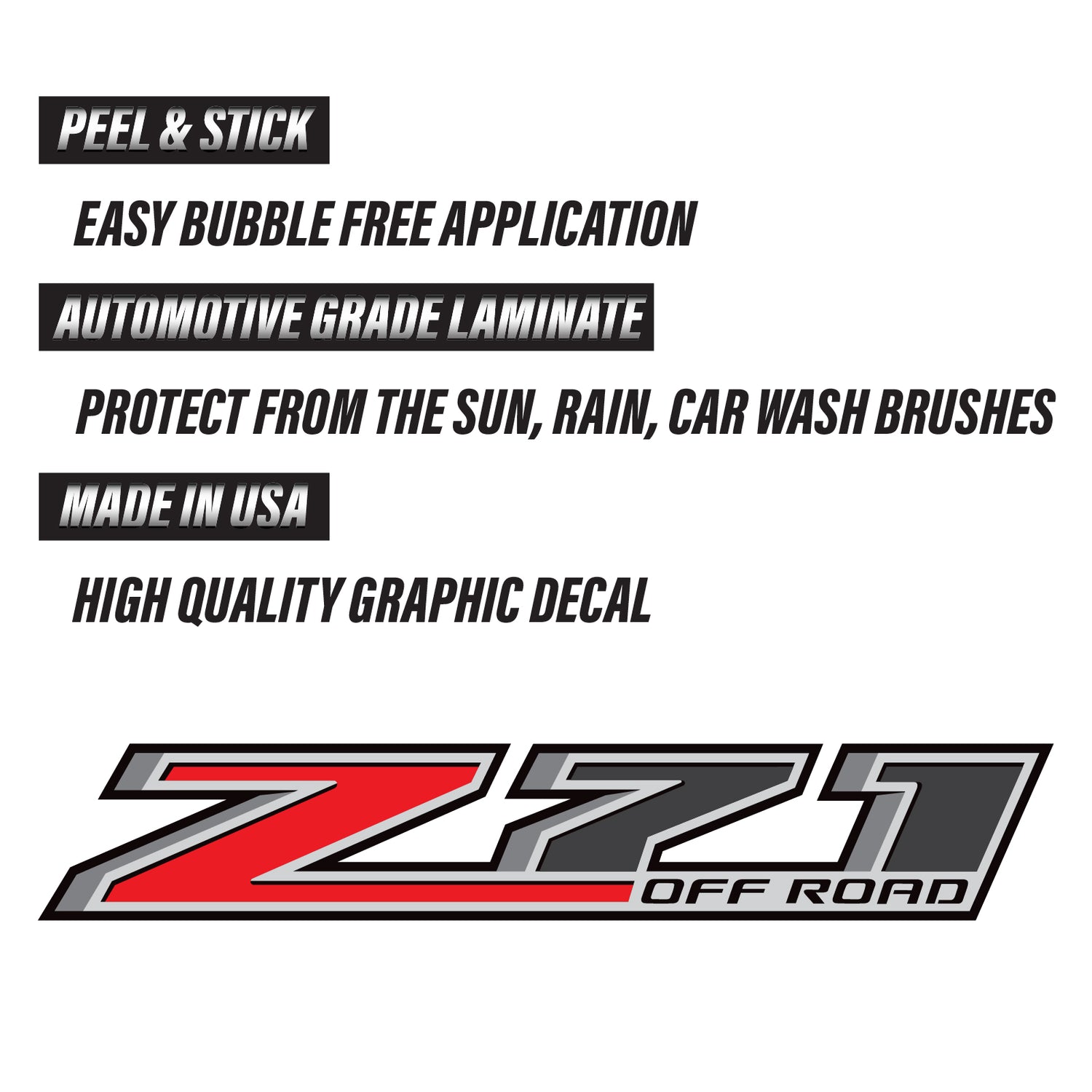 Z71 Offroad Truck Decals - 2014-2018 Bedside Stickers - TiresFX