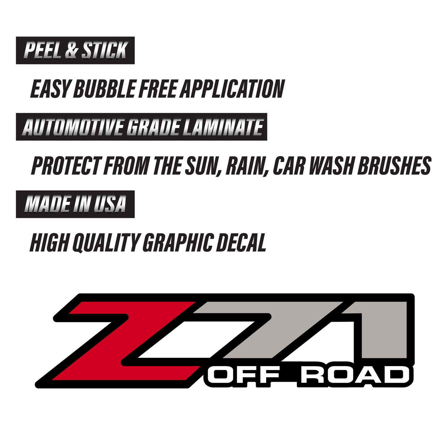 Z71 Offroad Decals Stickers for Chevy Silverado Z71 2001-2006 Bed Side 1500 2500 HD 01-06 - TiresFX