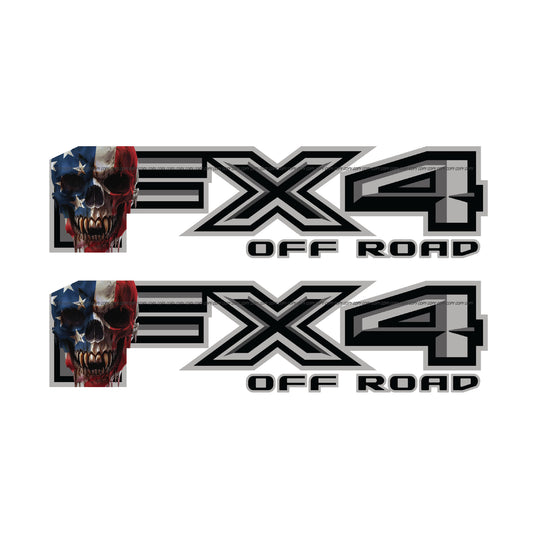 FX4 Off Road Decal Replacement Sticker / Skull USA Flag