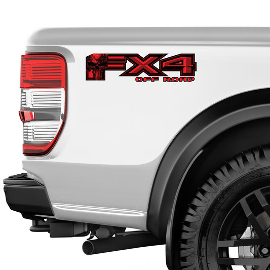 FX4 Off Road Skull Decal Replacement Sticker Ford F 150 Bedside Emblem for 4x4 Truck Super Duty