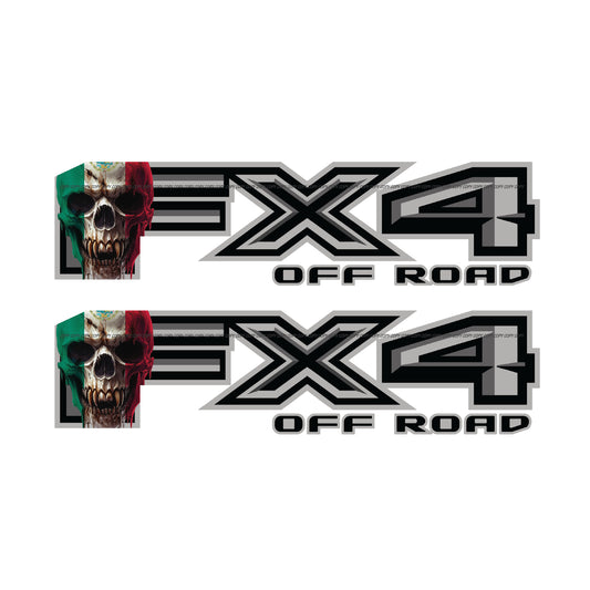 FX4 Off Road Decal Replacement Sticker / Skull Mexican Flag