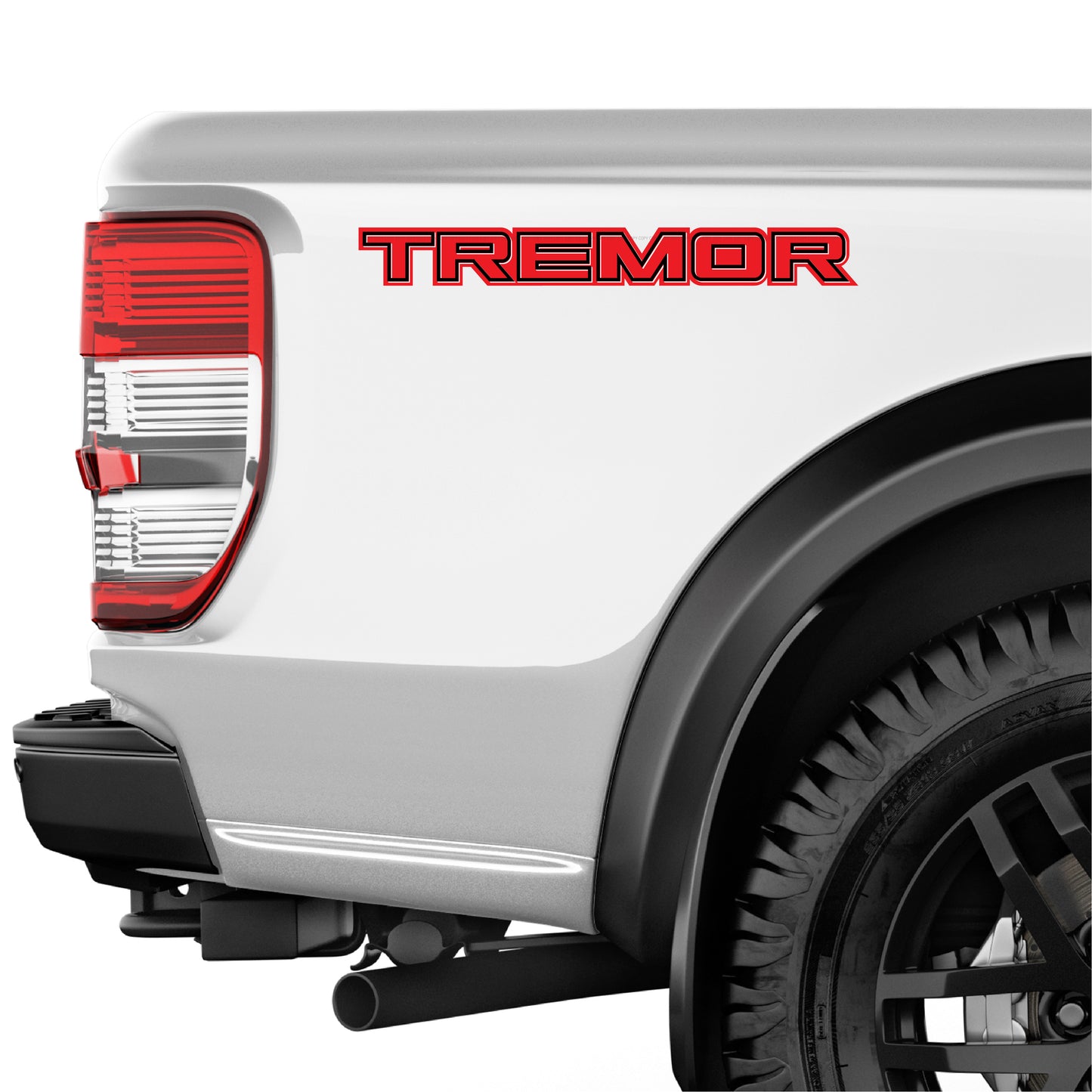 Tremor Red Decals Package White Accent Truck Bed Side Sticker