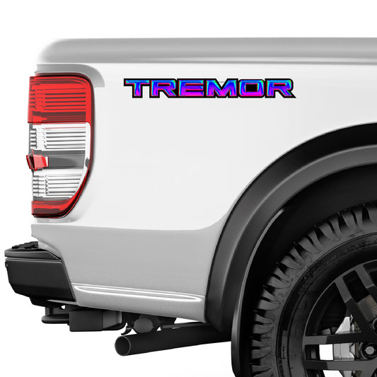 Tremor Metal Decals Truck Bed Side Stickers Ford F150 F250 / Cold Neon