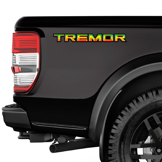 Tremor Metal Decals Truck Bed Side Stickers Ford F150 F250 / Heat Neon