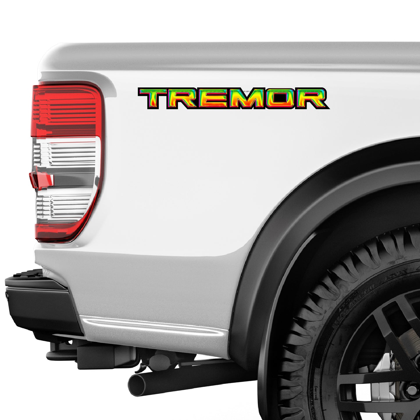 Tremor Metal Decals Truck Bed Side Stickers Ford F150 F250 / Heat Neon