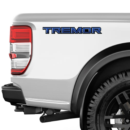 Tremor Metal Decals Truck Bed Side Stickers Ford F150 F250 / Blue