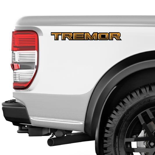 Tremor Metal Decals Truck Bed Side Stickers Ford F150 F250 / Gold