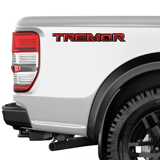 Tremor Metal Decals Truck Bed Side Stickers Ford F150 F250 / Red