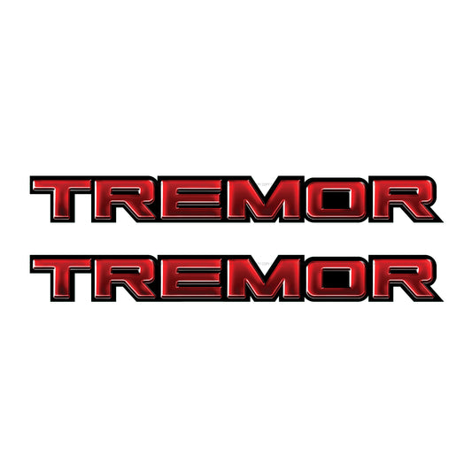 Tremor Metal Decals Truck Bed Side Stickers Ford F150 F250 / Red