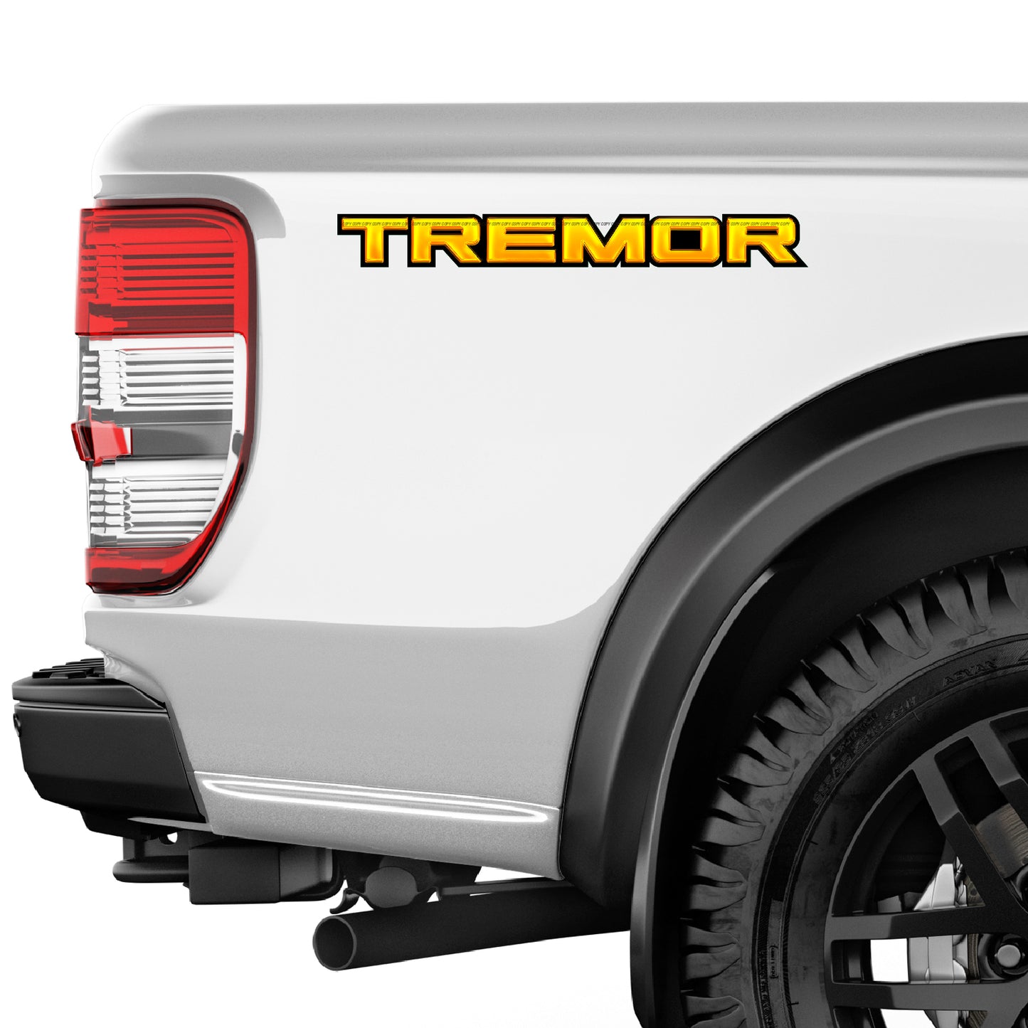 Tremor Metal Decals Truck Bed Side Stickers Ford F150 F250 / Yellow