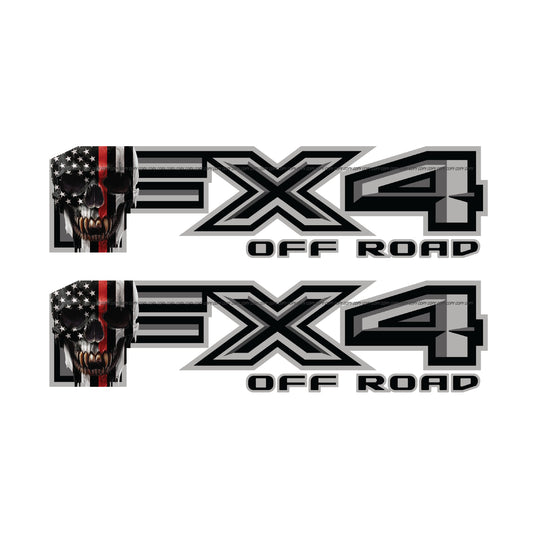 FX4 Off Road Decal Replacement Sticker / Skull Red Line