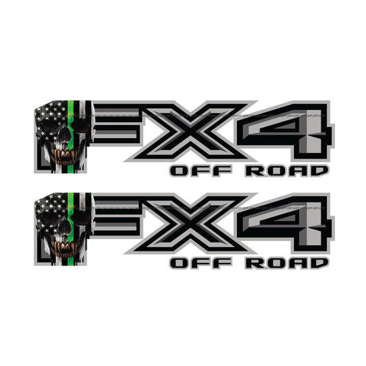 FX4 Off Road Decal Replacement Sticker / Skull Green Line