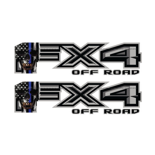 FX4 Off Road Decal Replacement Sticker / Skull Blue Line