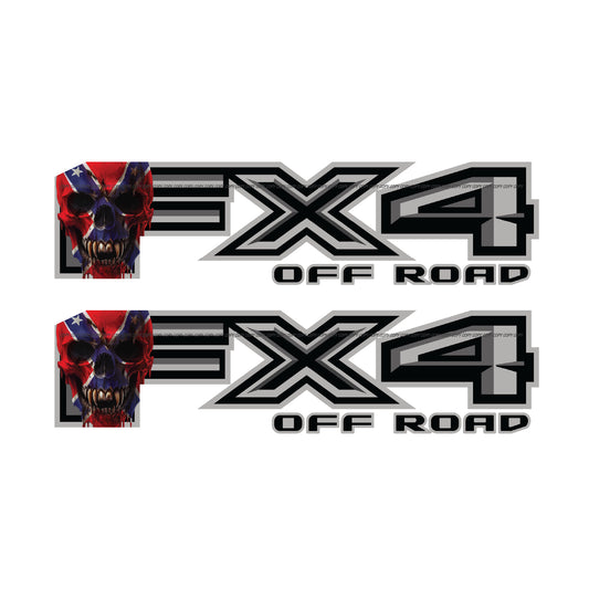 FX4 Off Road Decal Replacement Sticker / Skull Confederate Flag