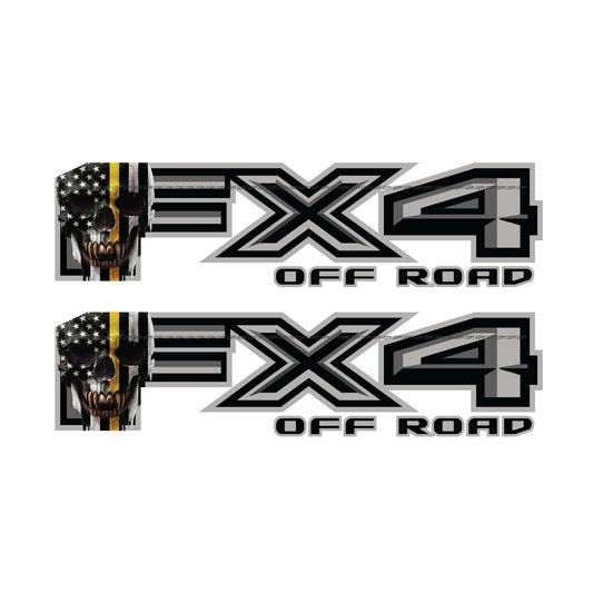 FX4 Off Road Decal Replacement Sticker / Skull Yellow Line