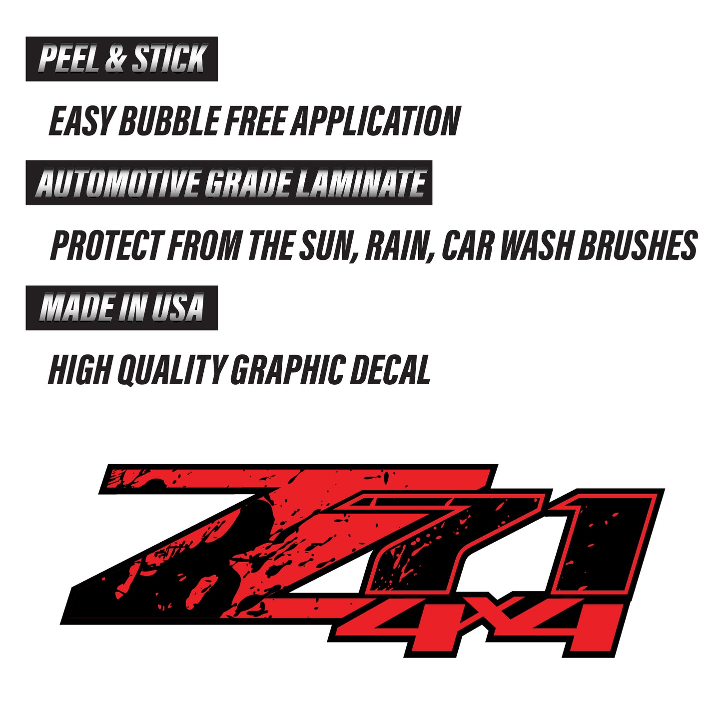 Z71 4x4 Red Splash - F - 1500 2500 HD Stickers - TiresFX