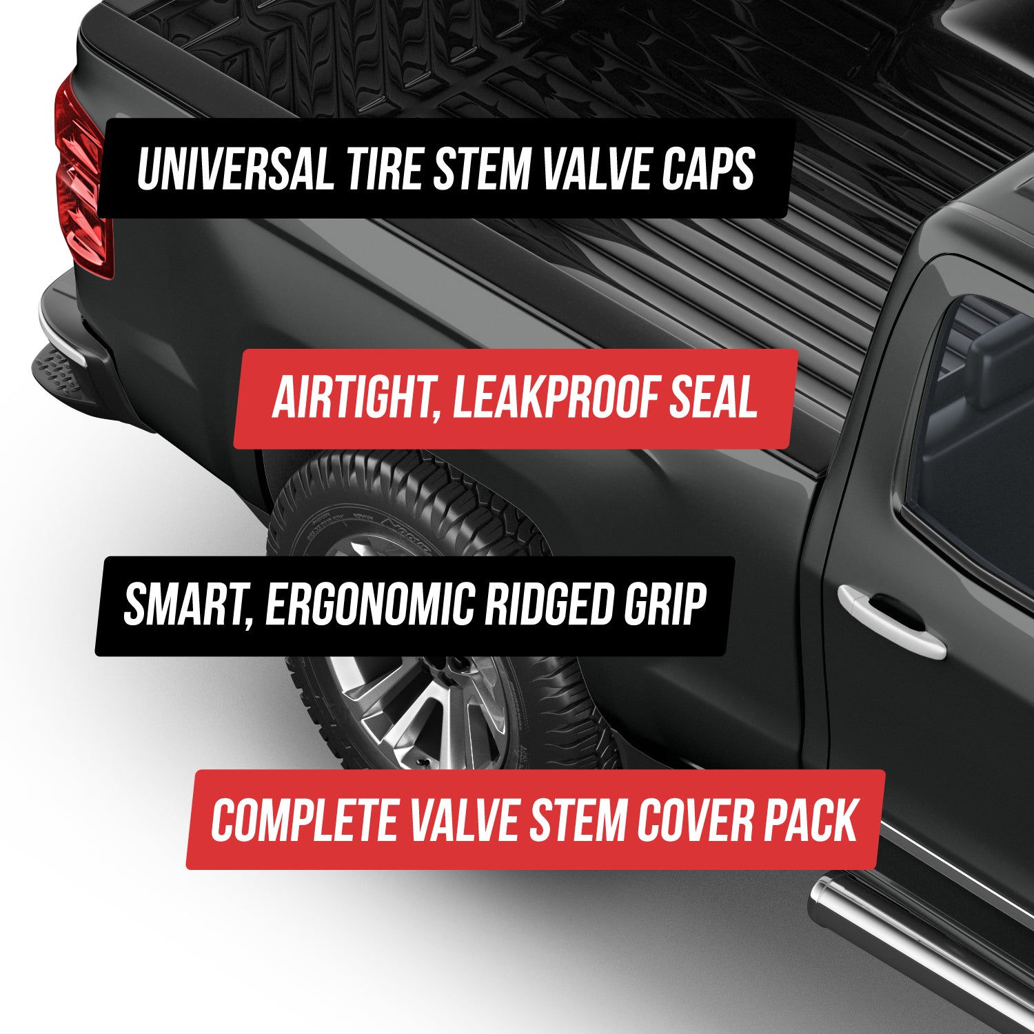 Tire Valve Caps Black, Universal Stem Covers for Trucks, SUVs, Bike and Bicycle, Cars, Motorcycles | Heavy-Duty, Airtight Seal | Screw-On, Easy-Grip Use (30 Pack) - TiresFX
