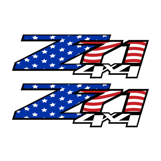 Z71 4x4 USA Flag Decals - F - 1500 2500 HD Stickers - TiresFX