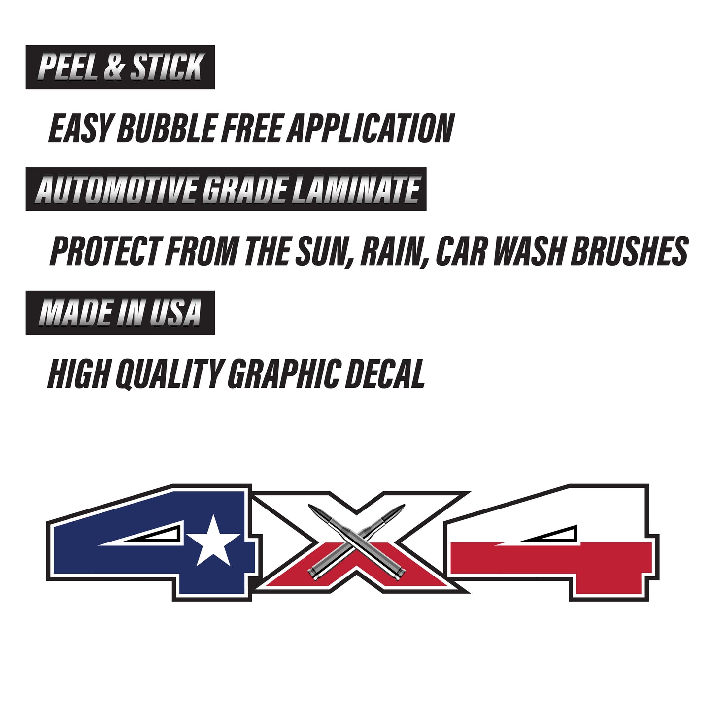 TIRESFX 4X4 Decals Texas Flag Bedside Truck Stickers (2015, 2016, 2017, 2018) - TiresFX