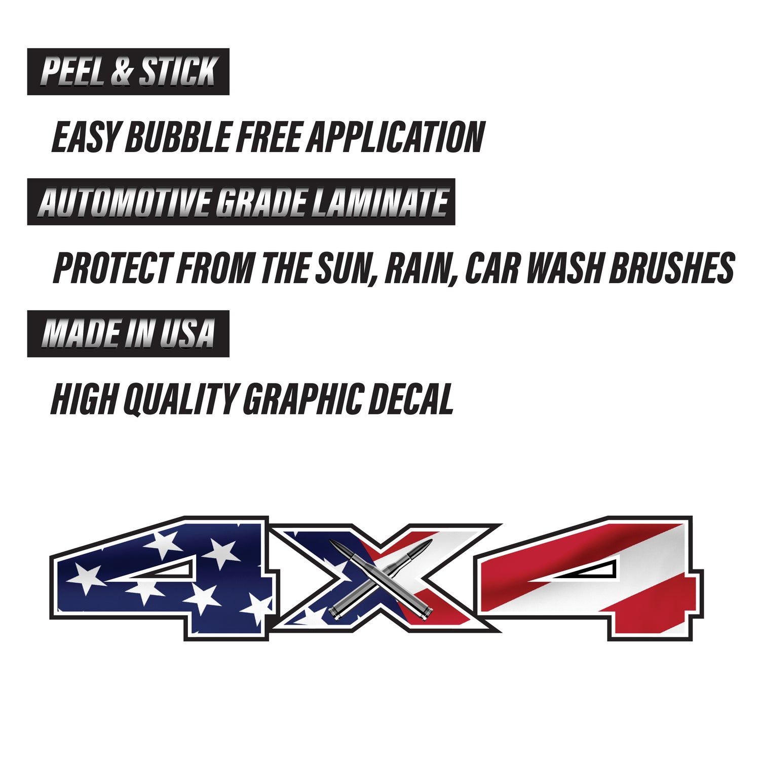 4X4 Decals USA Flag Bedside Truck Stickers (2015, 2016, 2017, 2018) - TiresFX