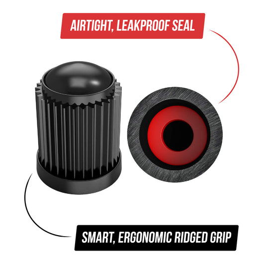 Tire Valve Caps Black, Universal Stem Covers for Trucks, SUVs, Bike and Bicycle, Cars, Motorcycles | Heavy-Duty, Airtight Seal | Screw-On, Easy-Grip Use (30 Pack) - TiresFX