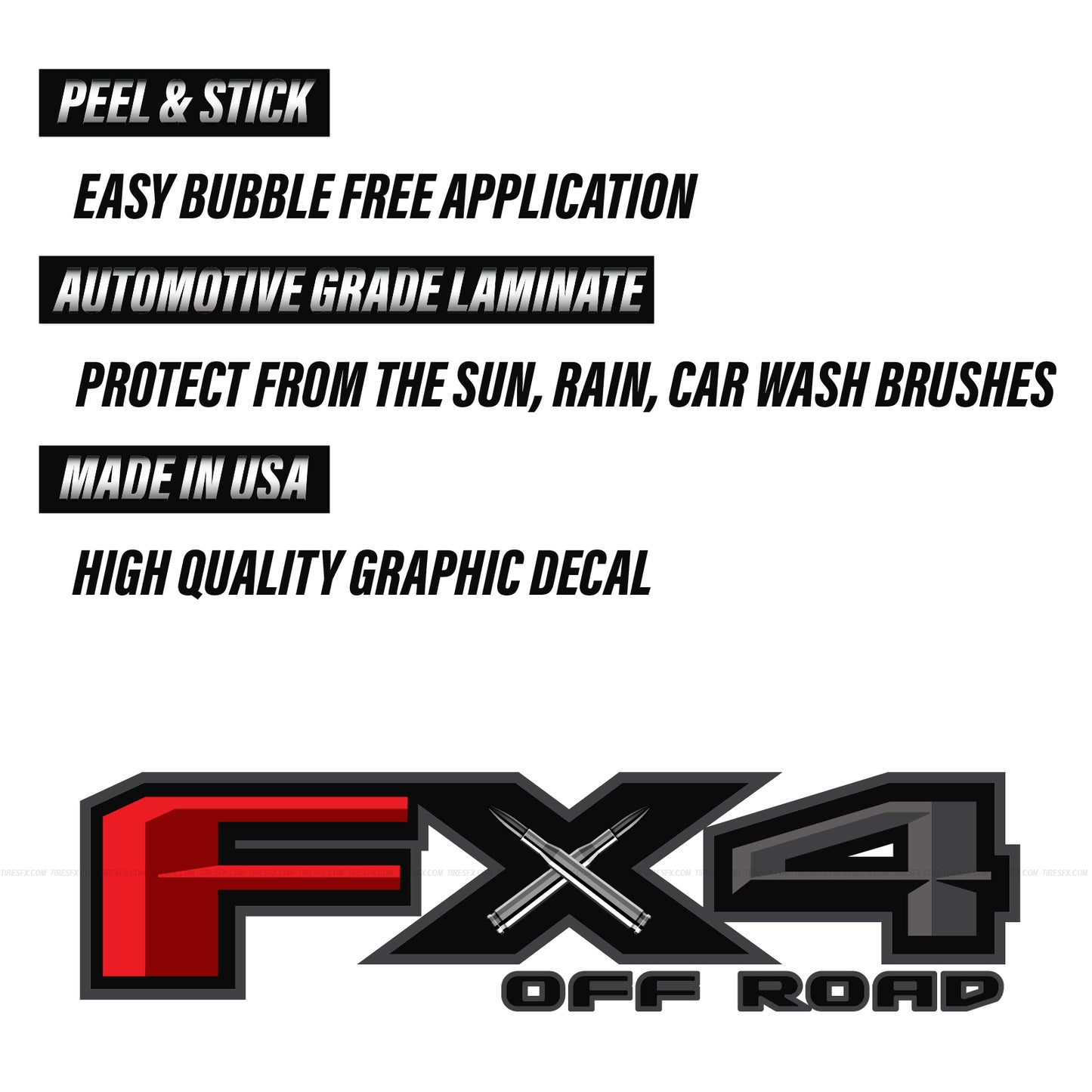 FX4 Off Road Bullets Decal Replacement Sticker Ford F 150 Bedside Emblem for 4x4 Truck Super Duty