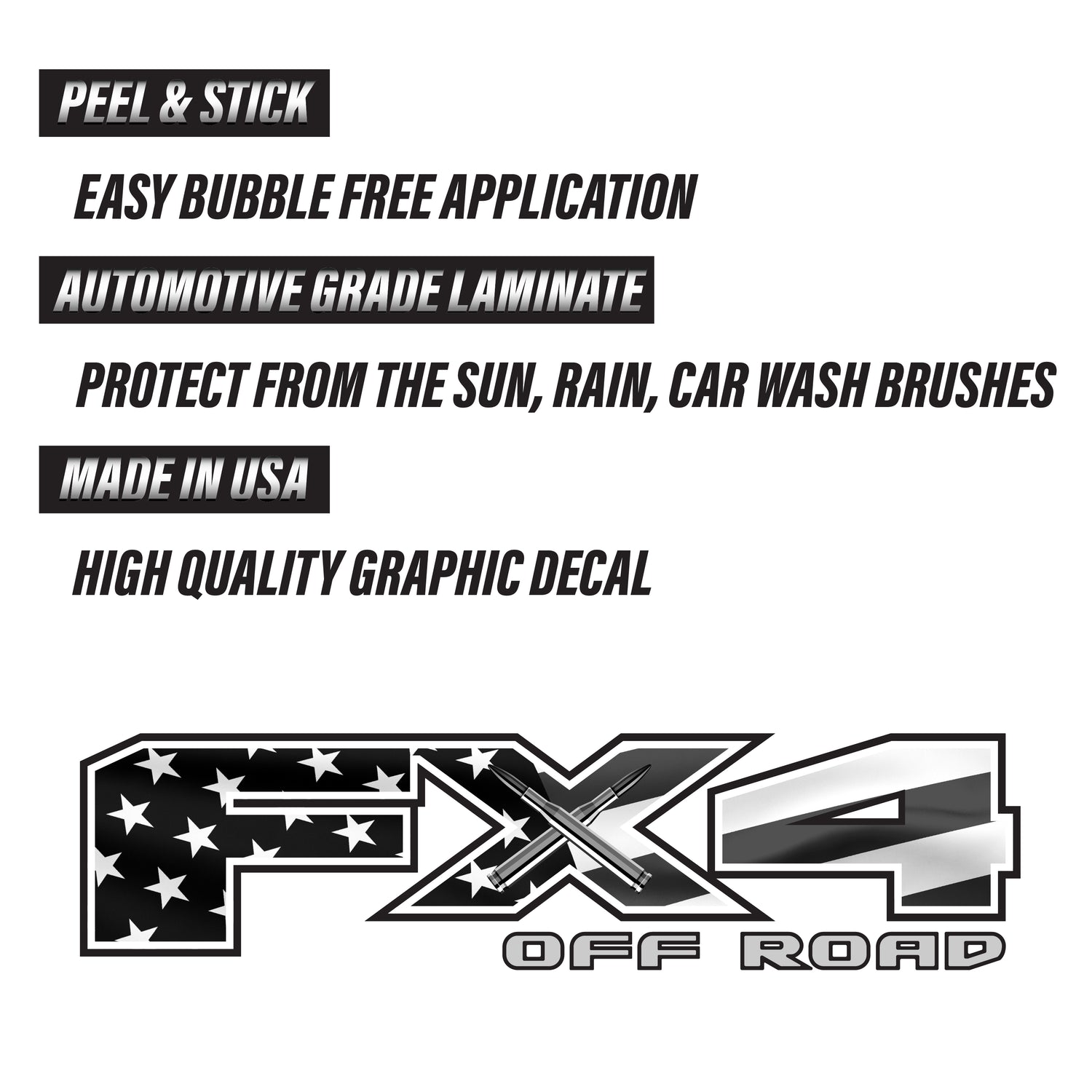 FX4 Off Road Decal USA Black Flag Replacement Sticker Ford F 150 Bedside Emblem for 4x4 Truck Super Duty F250 F350 F450 - TiresFX
