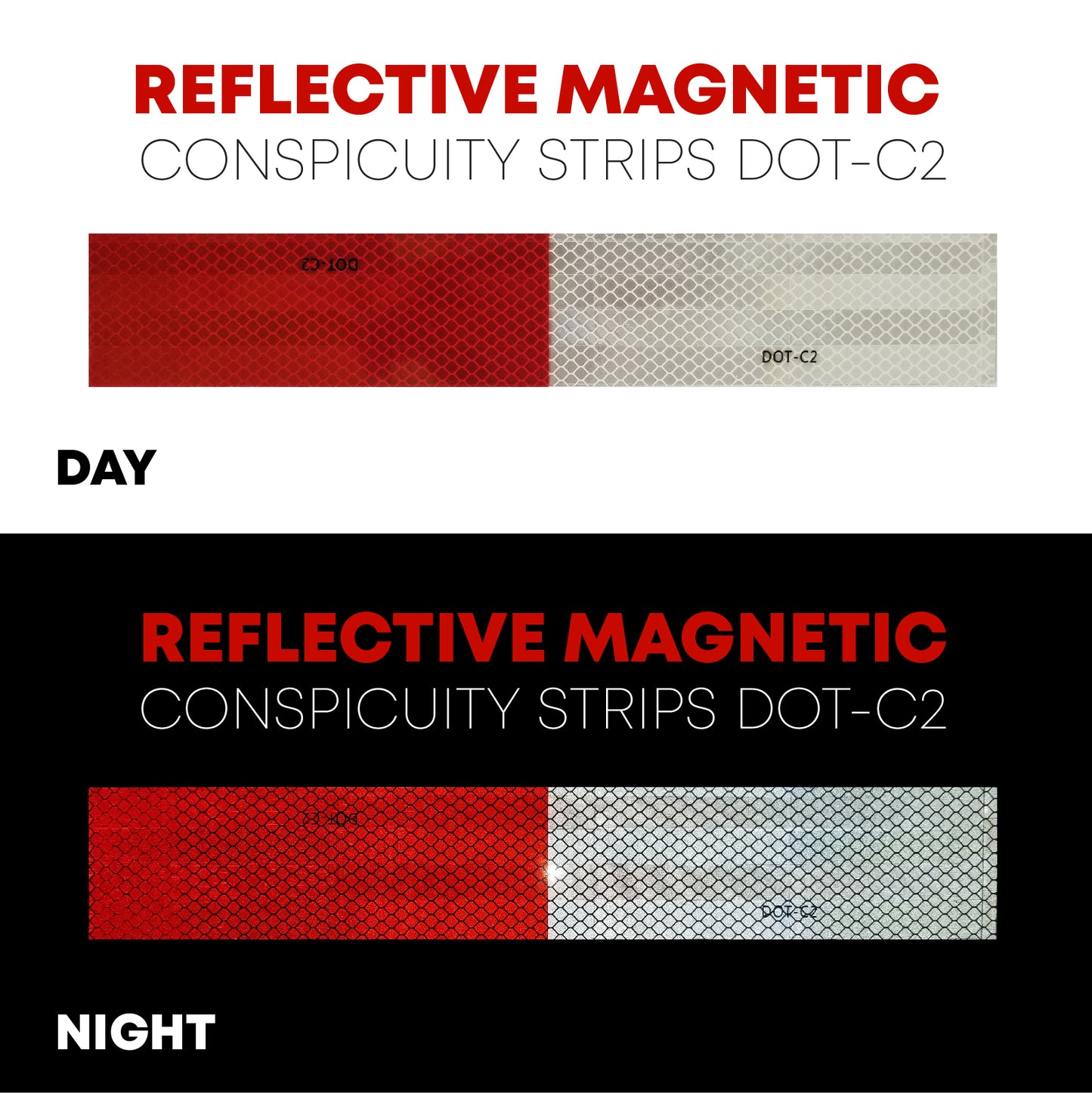 Reflective Magnetic Tape Conspicuity Strips DOT-C2 Approved - TiresFX