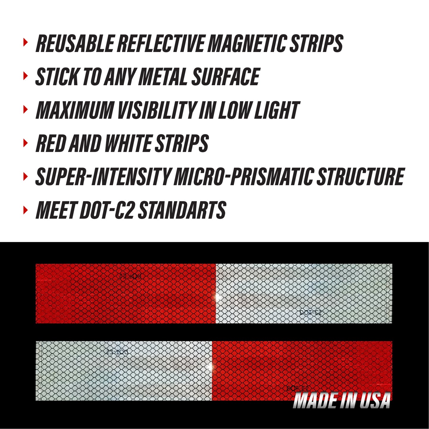 Reflective Magnetic Tape Conspicuity Strips DOT-C2 Approved - TiresFX