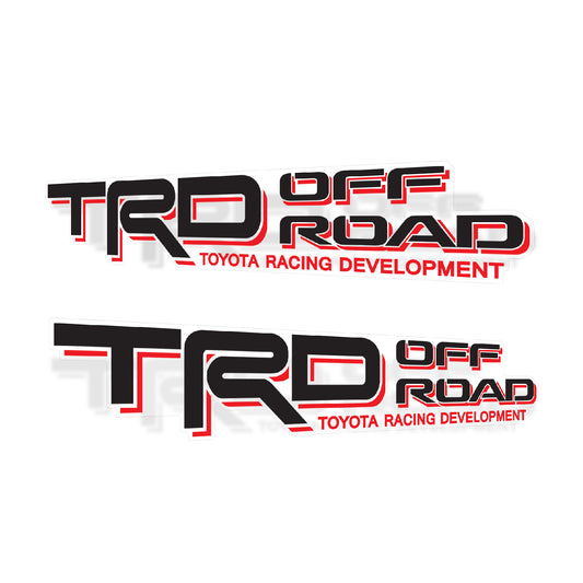 TRD Offroad Decals for Tacoma Bed, 4x4 Racing Development Sticker | Set of 2 Black-Red - TiresFX