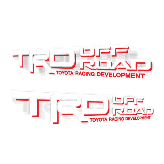 TRD Offroad Decals for Tacoma Bed, 4x4 Racing Development Sticker | Set of 2 White-Red - TiresFX