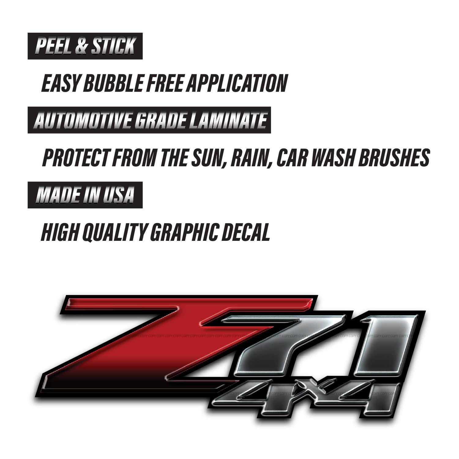 Z71 4x4 Metal - F - 1500 2500 HD Stickers - TiresFX