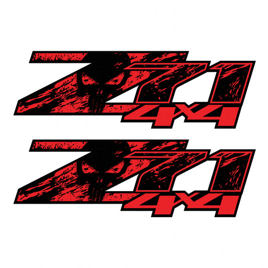 Z71 4x4 Decals Red Skull Sticker - TiresFX