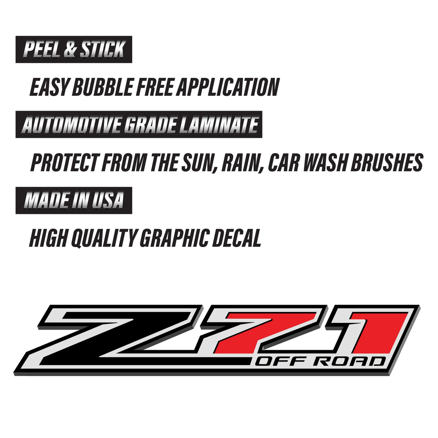 Z71 Offroad Truck Decals Z-Black - 2014-2018 Bedside Stickers - TiresFX